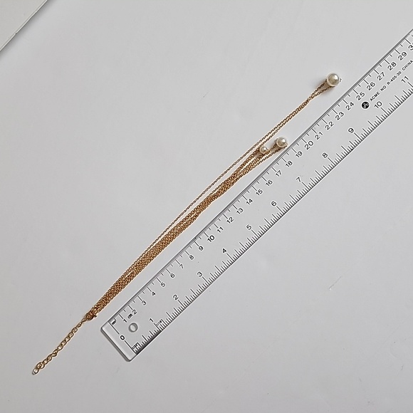 Gold Tone Faux Pearl Multilayer Pendant Necklace - Picture 8 of 8